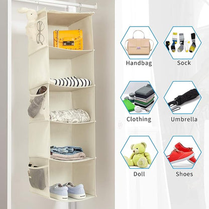 5 Shelves Hanging Closet Organizer, 2 Pack Hanging Storage