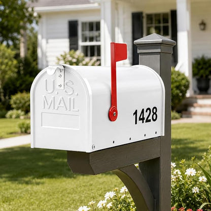 Mailbox for Outside,Metal Post Mount Outdoor MailBoxes - with Tools,Screws,Number Stickers,Red Flag Indicated,Medium Capacity,Galvanized Steel,Waterproof Mail Box for House Outside,20 x 8.7 x 6.7 ”