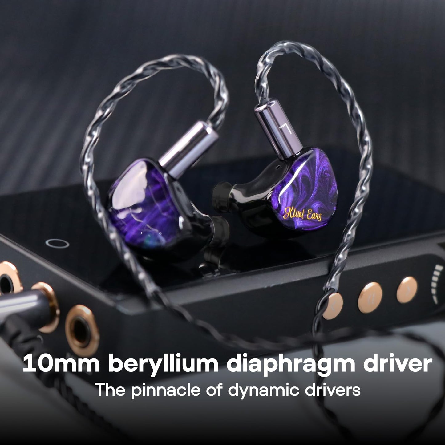 Linsoul Kiwi Ears Cadenza 10mm Beryllium Dynamic Driver IEM 3D Printed with Detachable Interchangeable Plug 0.78 2pin 3.5mm IEM Cable for Musician Audiophile (Purple)