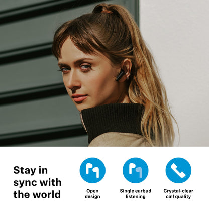 Sennheiser ACCENTUM Open Wireless Earbuds - Open Ear Buds Design, Dynamic Sound & Bluetooth 5.3, IPX4 Splash Protection, 28 Hours Battery Life, USB-C Charging Case, Music, Phone Calls, Travel, Black