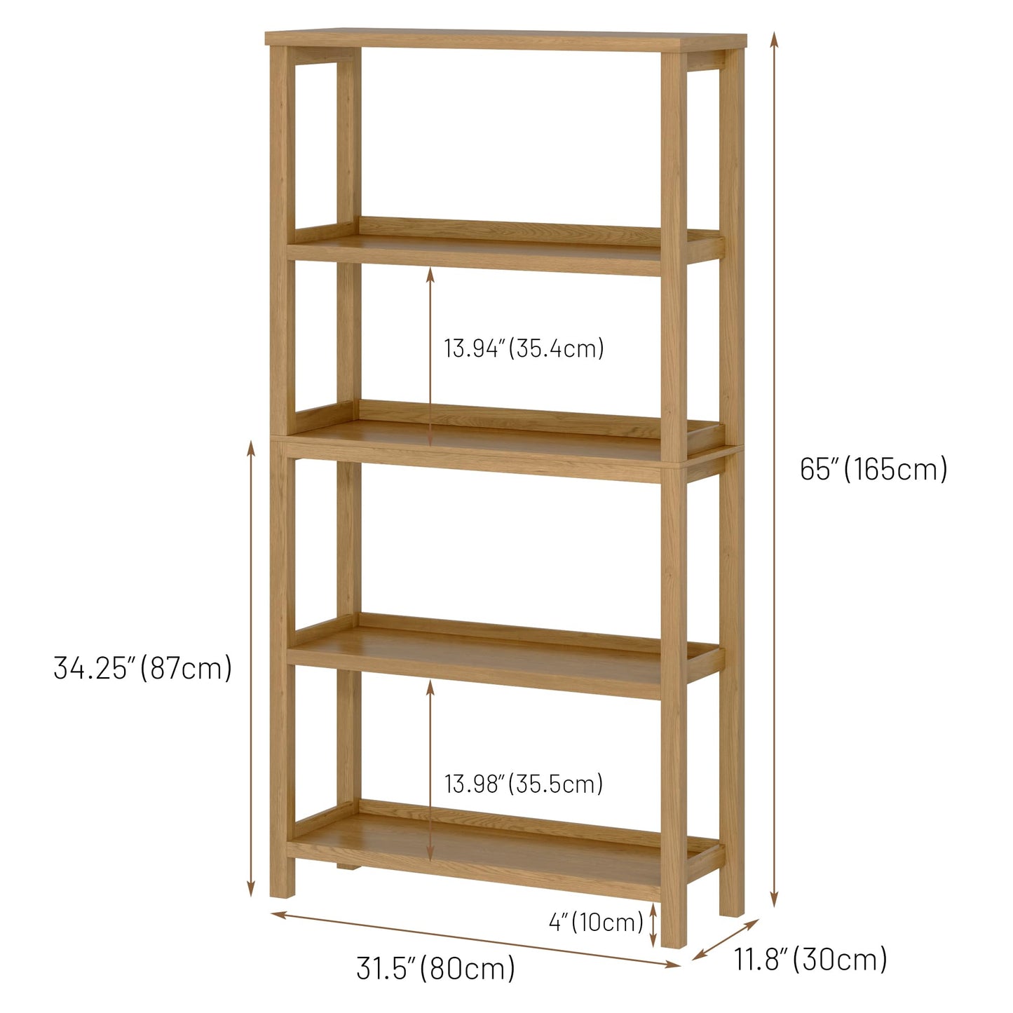 Vlsrka Wooden Bookshelf with Lights, 5 Tier Bookshelf with Storage, Tall Bookcase with Open Shelves, Standing Bookshelves Display Rack for Living Room, Home Office, Brown