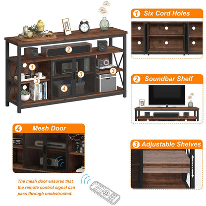 BON AUGURE Tall TV Stand for TVs up to 65 Inch, Hall Tree with Shoe Storage, 5-in-1 Reversible Entryway Bench, Media Console for Living Room and Bedroom