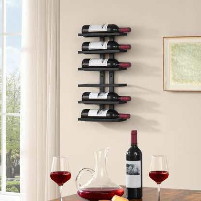 Hoctieon 3-Set 6 Tier Wall Mount Wine Rack (18 Tiers), Wall Racks for Wine Bottles Display and Storage, Hanging Bottle Organizer for Living Room, Dining Room, Wine Cellar, Bar, Black