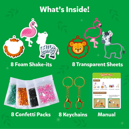 Skillmatics Shake-its – Glitter Craft Kit for Kids, DIY Animal Arts & Crafts with Keychains, Mess-Free Activity, Travel Toy, Birthday Gift for Girls & Boys Ages 4, 5, 6, 7, 8, 9