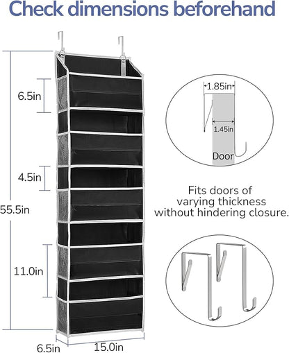 ULG 1 Pack Over The Door Organizer – 5 Shelf Door Organizer Hanging & 10 Side