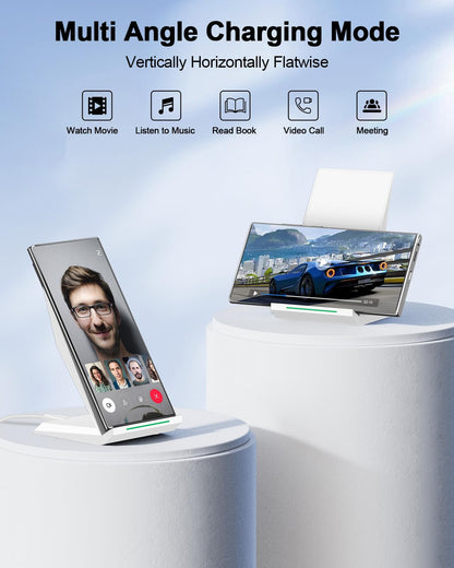 Fast Wireless Charger, [2 Pack] NANAMI Qi Certified Wireless Charging Stand Compatible iPhone 17/17 Air/17 Pro/17 Pro Max/16/15/14/13/12, Phone Charger for Galaxy S25/S24/S23/S22 and Qi-Enabled Phone
