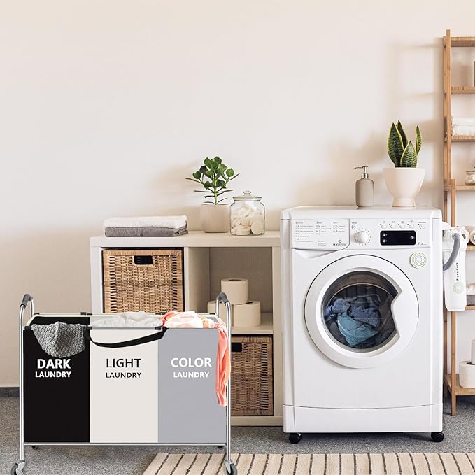 Laundry Basket with Wheels, 240L Laundry Hamper with 3 Clothes Hamper Bag