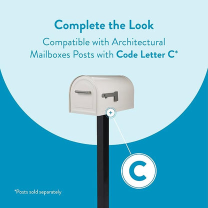 Architectural Mailboxes Reliant Locking Post Mount Mailbox, White, Large | Galvanized steel build with concealed secure lock and key and a magnetic door closure. USPS approved. Includes 2 keys.