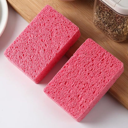 12 - Pack Non-Scratch Scrub Sponges - Sponges for Dishes and Washing Dishes, Cleaning Sponges for Kitchen Home Bathroom Cars, Funny Cut-Outs DIY for Kids (Pink)