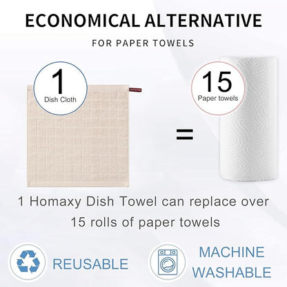 Homaxy 100% Cotton Terry Kitchen Dish Cloths, Ultra Soft and Absorbent Dish