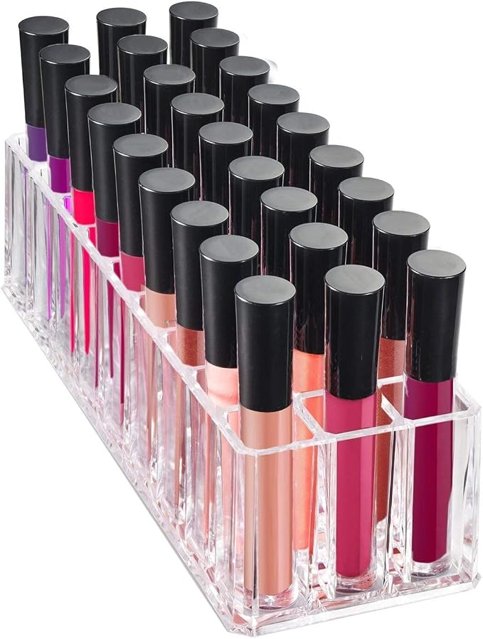 FAJ Eyeshadow Palette Lipgloss Organizers, Acrylic Makeup Holder for Vanity, Drawer Storage, Cosmetics Pallets Countertop Clear Storage (27 spaces)