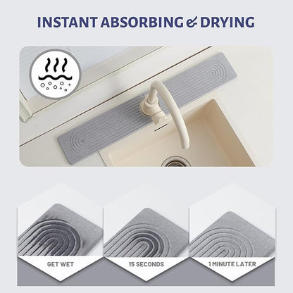 Stone Faucet Mat for Kitchen Sink，Super Absorbent Diatomite Fast Drying Stone