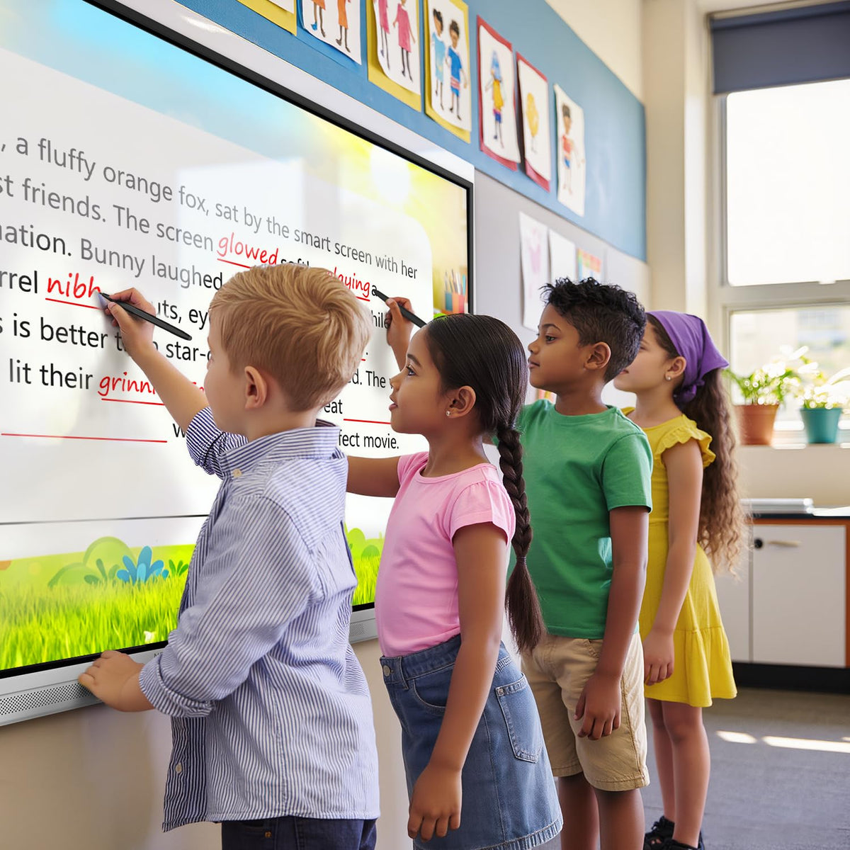NEWORK Smart Board, 75" Interactive Whiteboard with Google EDLA, Built-in Digital Whiteboard, Wireless Casting, Split-Screen & Unlimited Canvas for Business and Education (Wall Mount Included)