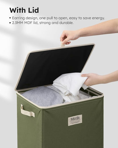 SOLEDI Laundry Hamper with Lid 100L Large & Tall Collapsible Laundry Basket