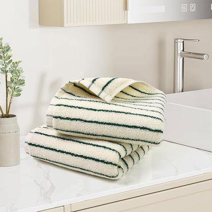 Jacquotha Green Striped Hand Towels