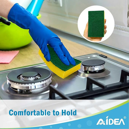 AIDEA Sponges Kitchen, 24 Pack Heavy Duty Dish Sponge, Cleaning Dish Scrubber Sponge for Home and Kitchen, Stink-Free Cleaning Supplies for Pots, Pans
