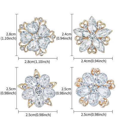 MEEDOZ Women's Lot 12pcs Crystal Rhinestone Marquise Teardrop Flower Brooch Pin Set For DIY Bridal Wedding Bouquet Kit (Gold Plated)