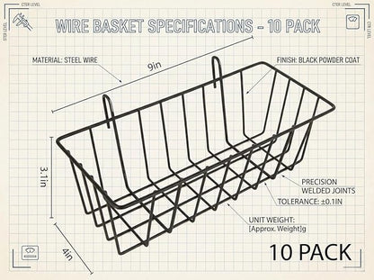 10 PCS Wire Baskets Wall Grid Panel Hanging Wire Basket Hanging Wall Baskets No
