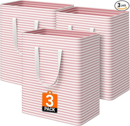3 Pack Large Laundry Basket, Waterproof & Freestanding Laundry Hamper,