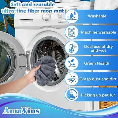 8 Pack Reusable Microfiber Mop Pads Compatible