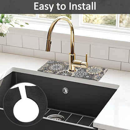 2PCS 15" X 5.5" Kitchen Sink Splash Guard Faucet Mat Mandala Super Absorbent