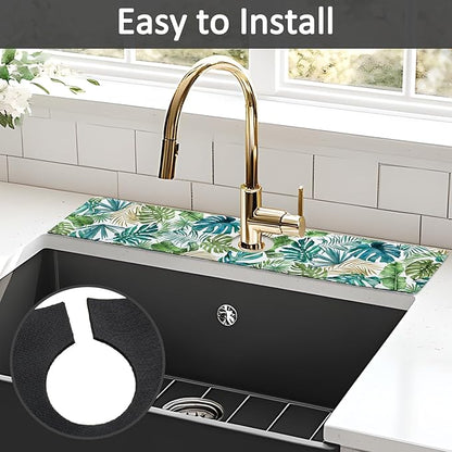 24" X 5.5" Kitchen Sink Splash Guard Faucet Mat Leaf Super Absorbent Fast
