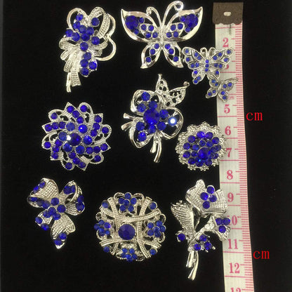 Ezing Lot 24pc Shining Rhinestone Crystal Brooches Pins DIY Wedding Bouquet Kit (G)