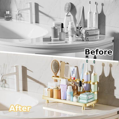 Electric Toothbrush Holder for Bathroom Countertop 5 Metal Slots Toothpaste