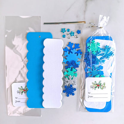 Winlyn 24 Sets Christmas Craft Kits Winter Crafts DIY 3D Christmas Snowflake Bookmarks Art Sets Snowflake Foam Stickers Arts and Crafts for Kids Party Favor Holiday Seasonal Home Classroom Activities