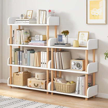 OSCHF 3-Tier Wooden Open Bookcase - Modern Display Bookshelf with Top Edge and Solid Wood Frame for Home and Office, Storage Cabinet, Warm White