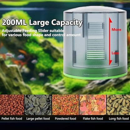 Automatic Fish Feeder for Aquarium Vacation, 200ML Large Capacity Auto Fish Food Dispenser with Timer Display for Small Tank Turtle Betta Koi, Big Aquariums & Pond