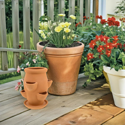FAVOMOTO Strawberry Tower Planter Lightweight Terracotta Pot for Succulents Orchids Decorative Plants Vertical Planter for Gardening for Balconies