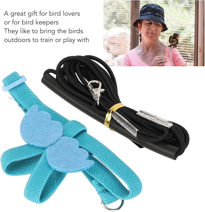 Pet Parrot Bird Harness Leash, Adjustable Parrot Nylon Leash Bird Flight Harness Vest, Bird Flying Clothes with Rope Parrot Flight Suit with Leash for Parakeets Cockatiels Conures Budgies(L)