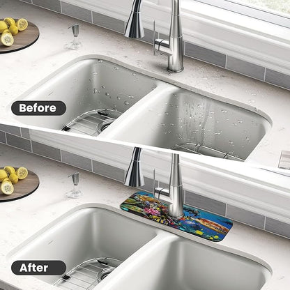 Marine turtle Kitchen sink faucet pad, strong water absorption, anti slip