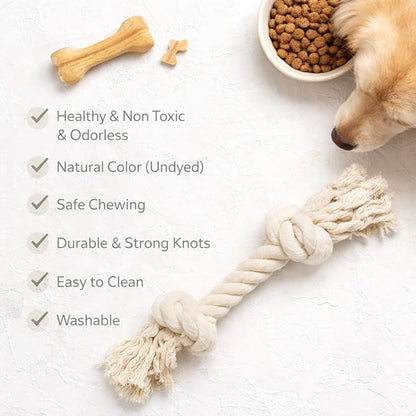 Dog Rope Toys for Large/Medium Aggressive Chewers, Tough Cotton Chew Toy, 39 Inch 5 Knots Indestructible, Tug of War Dog Pull Rope Teeth Cleaning (2 Knots (Pack of 2))