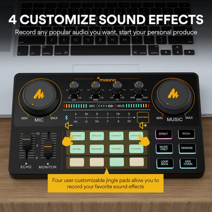 MAONO Podcast Equipment Bundle Audio mixer All-in-One Podcast Production Studio with 3.5mm Microphone for Live Streaming, Recording, PC, Smartphone, DJ MaonoCaster Lite (AU-AM200-S1)