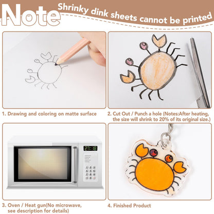 60 Pieces Shrink Plastic Sheets, Shrink Paper Shrink Art Paper for Crafts DIY Keychain Making(7.9 X 5.7 inch)