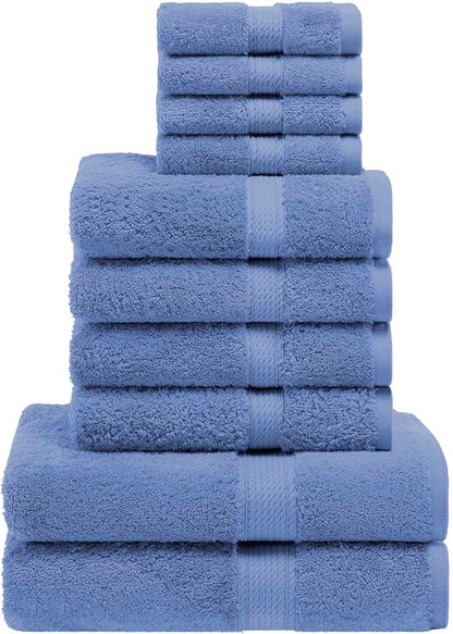 SUPERIOR Egyptian Cotton Pile 10 Piece Towel Set, Includes 2 Bath, 4 Hand