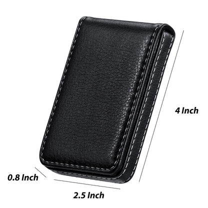 Outus 4 Pieces Business Card Holder, Gift for Husband Him Men PU Leather Business Card Case Pocket Wallet with Magnetic Shut for Valentine's Day Gift(Black, Coffee, Gray, Navy)