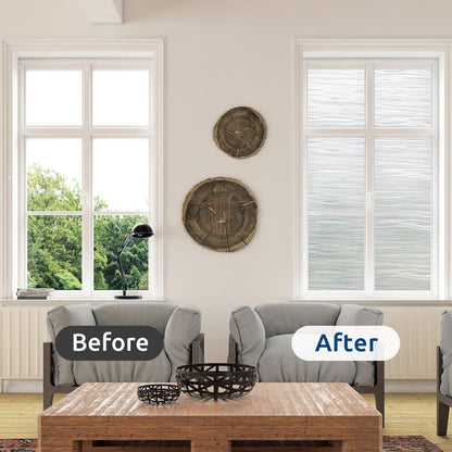 rabbitgoo Window Privacy Film Frosted Glass Film Removable Vinyl Door Coverings UV Blocking Decorative Static Cling Non-Adhesive Window Clings Sticker for Home Decor, 23.6 x 118.1 Inches