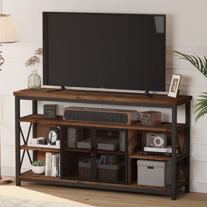 BON AUGURE Tall TV Stand for TVs up to 65 Inch, Hall Tree with Shoe Storage, 5-in-1 Reversible Entryway Bench, Media Console for Living Room and Bedroom