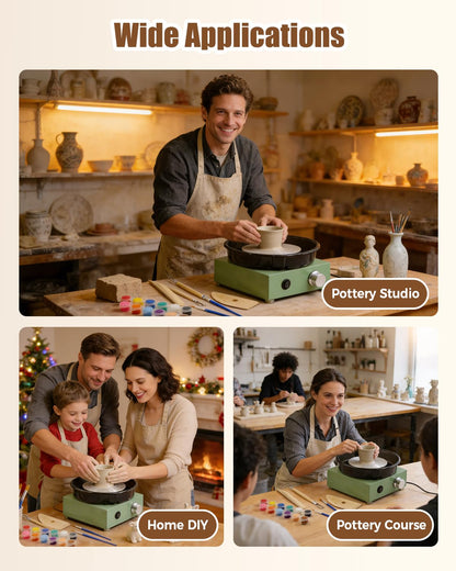 Mini Pottery Wheel Kit for Kids & Beginners Two-Way Rotation Electric Pottery Machine Adjustable Speed with 18pcs Accessories Tools, DIY Craft for Teens Adults