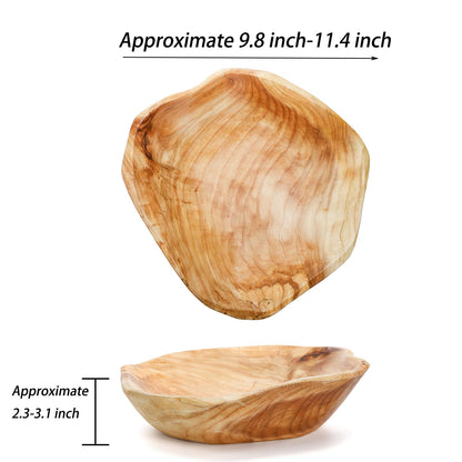 ZENFUN Natural Wood Fruit Bowl 9.8-11.4 Inch, Unique Root Dish Bowl, Fruit Snack Dish for Sandwich Bread Serving, Handmade Serving Bowl for Candy, Vintage Ring Dish, Serving Appetizer Display