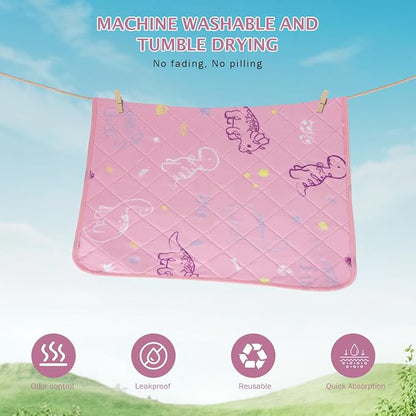 IEUUMLER Washable Pee Pads for Dogs, 2 Pack Non-Slip & Waterproof Pack Whelping Pad, Reusable Washable Puppy Potty Training Pad with Fast Absorbent for Playpen EU007 (Pink Dinosaur, 48"X30"-2pcs)