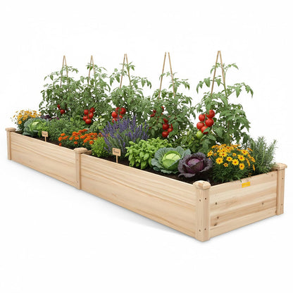 Hollyone 8×2ft inches Wood Raised Garden Bed Frame Planters Wooden Elevated Planting Planter Box for Outdoor Herb Vegetables Flowers Grass Lawn Yard Patio - Natural 96 x 24 x 11in