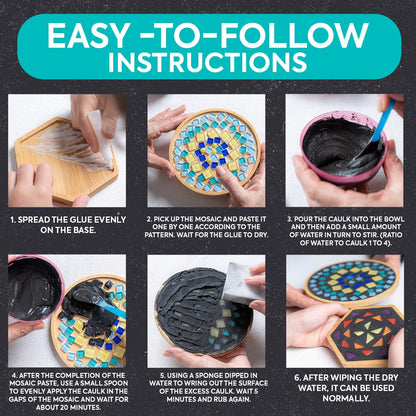 DIY Merea Craft – Set of 2 Mosaic Kits for Adults | DIY Stained Glass Craft Kit for Beginners | Make Your Own Mosaic Art | Handmade Gift for Women | Home Decor & Relaxing Activity