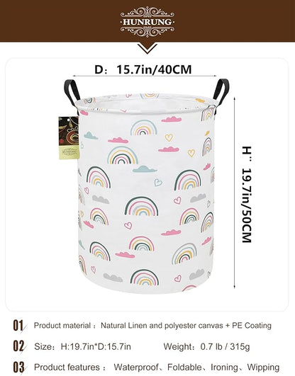 HUNRUNG Laundry Hamper, Large Canvas Fabric Lightweight Storage Basket Toy