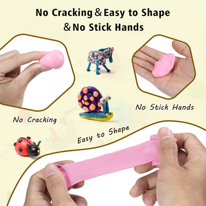 Aestd-ST Polymer Clay 60 Colors, Modeling Clays for Kids DIY Starter Kits, Oven Baked Model Clay, Non-Sticky,with Sculpting Tools, Holiday Gift for Children and Artists.