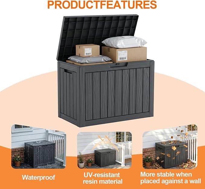 50 Gallon Package Delivery Boxes for Outside, Package Delivery Box with Lockable Secure, Waterproof for Garden, Backyard, Patio & Lawn, Black