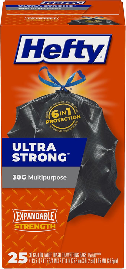 Hefty Ultra Strong Multipurpose Large Trash Bags, 30 Gallon